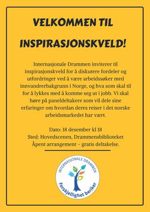 Internasjonale Drammen inviterer til inspirasjonskveld 